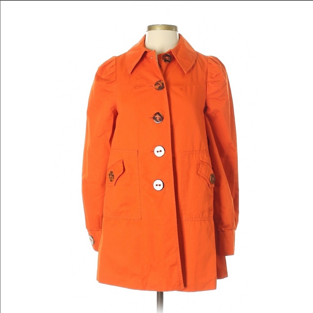 NWT Elevenses Orange Shift Trench Coat size 6